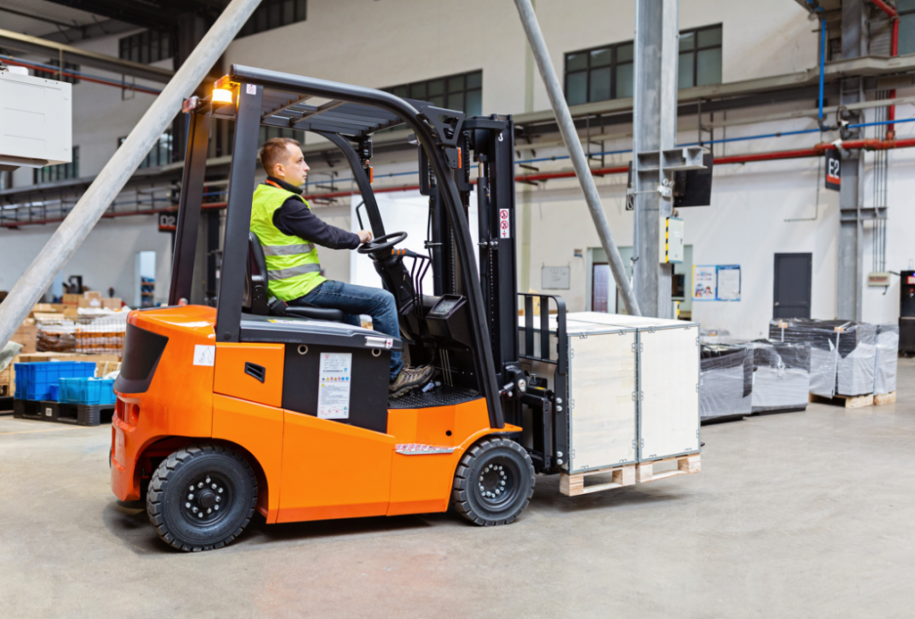 Forklift driver in a carrot company 